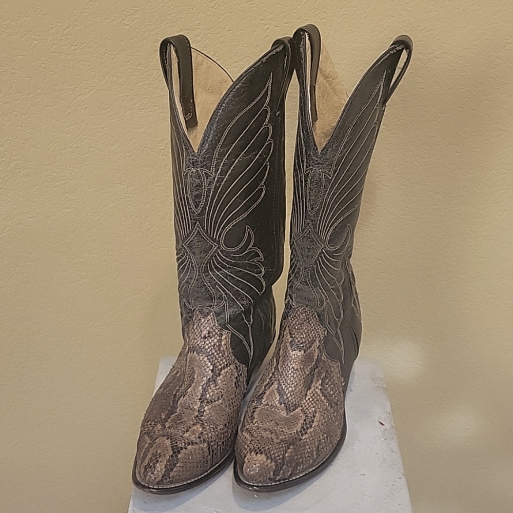 Vintage Snakeskin Cowboy boots CODE WEST well-preserved Leather Made in USA